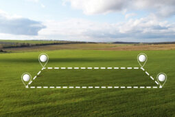 Terreno rural demarcado com pinos de GPS, essencial para o processo de legalizar terreno.